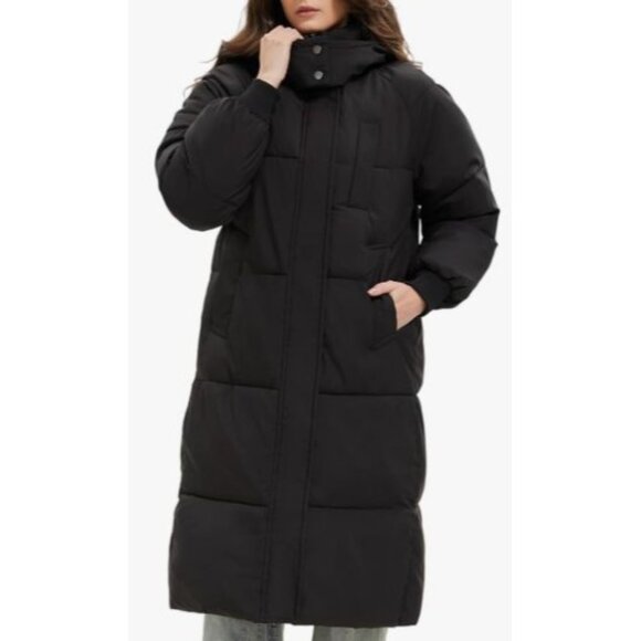Puffit Coat Black NWT Size Large Long Puffer Jacket Thickened Winter Hooded Deep - Picture 1 of 13